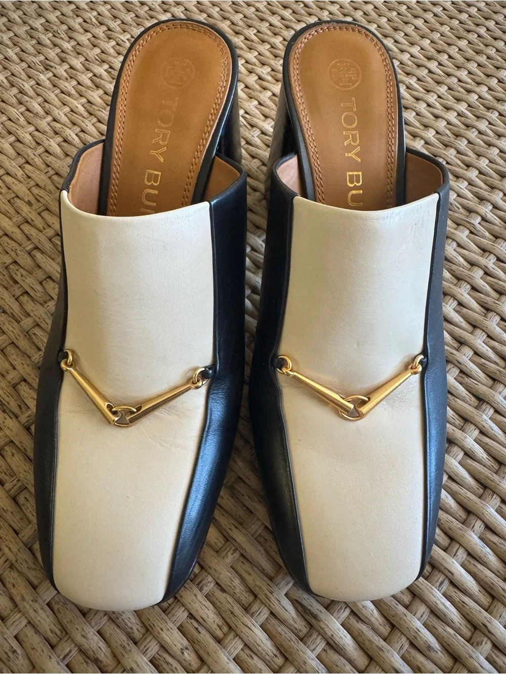 Tory Burch Equestrian Link Heeled Mules - Used